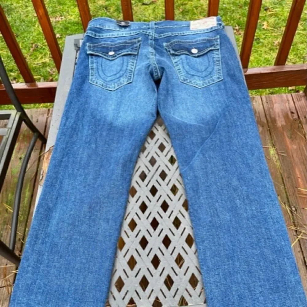 True Religion Geno SN Flap Relaxed Slim Blue Men's Size 33 X 32 Jeans NEW $159